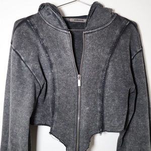 Manieredevoir Grey Cropped Hoodie